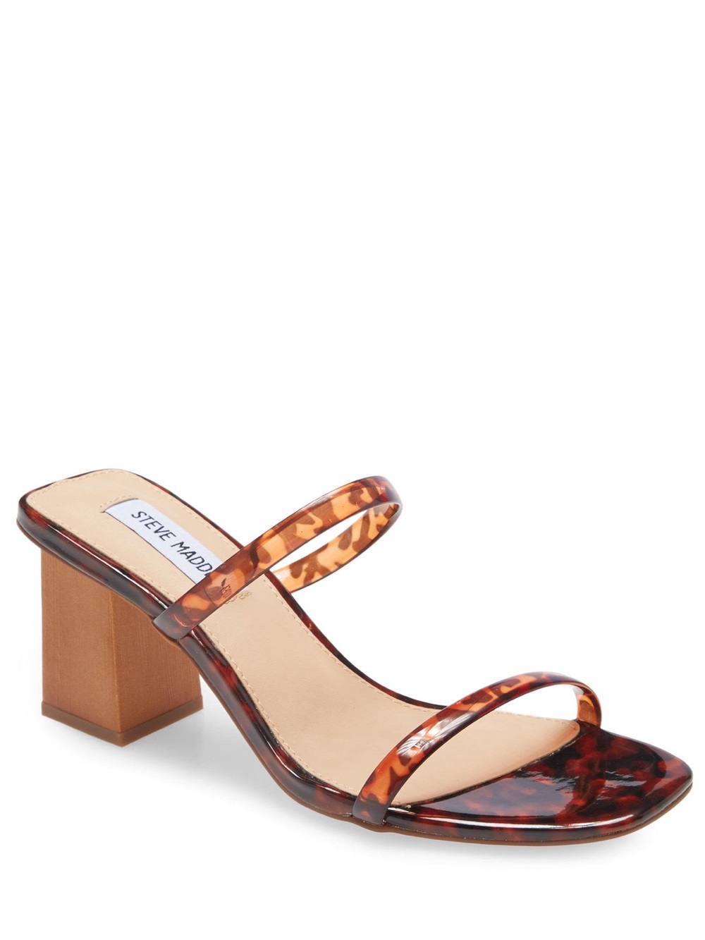 Steve Madden Tortoiseshell Double-Strap Block Heel Mule - Brown/Amber